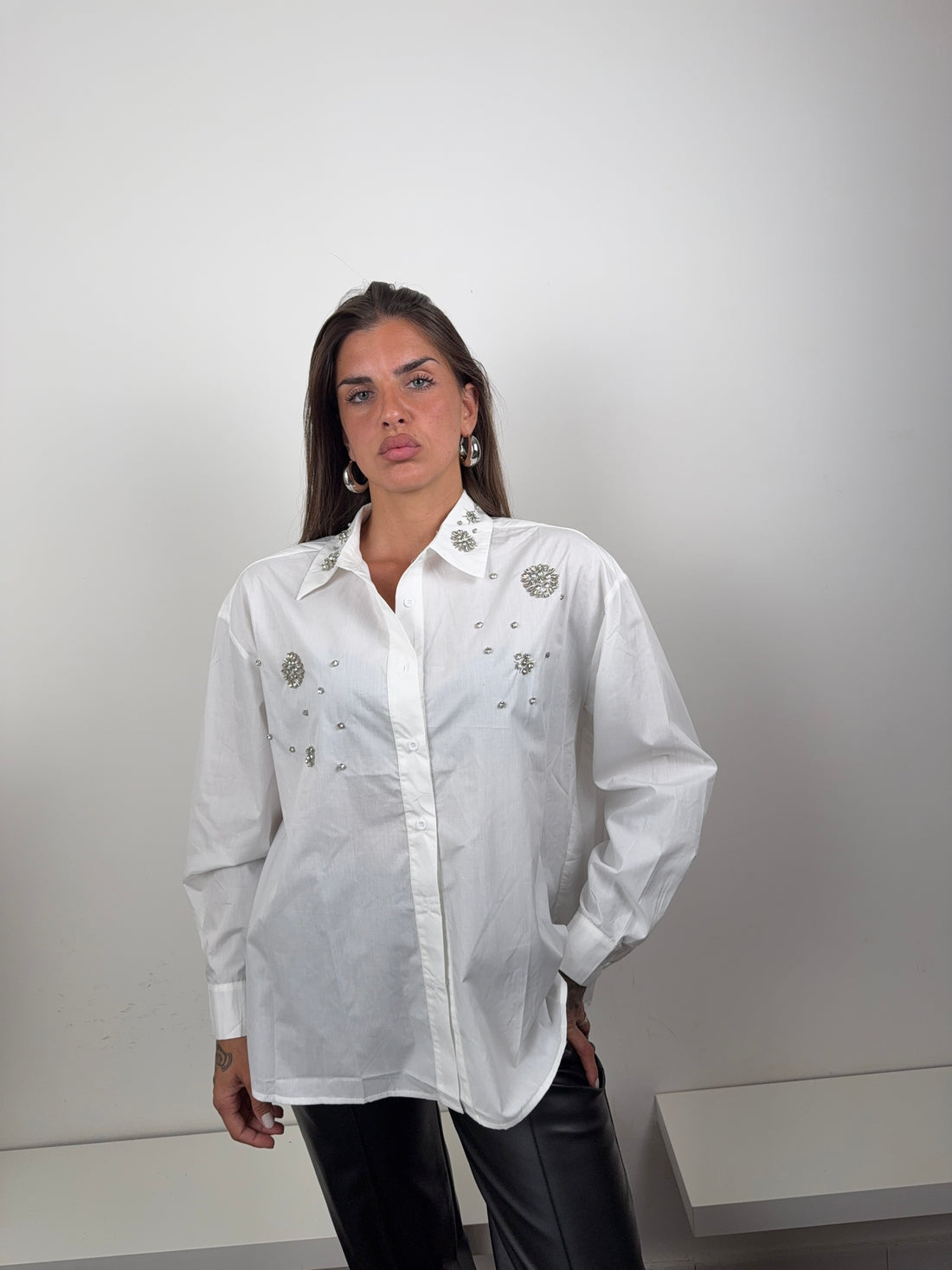 Camicia gioiello bianca
