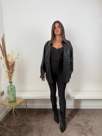 Camicia in ecopelle nera