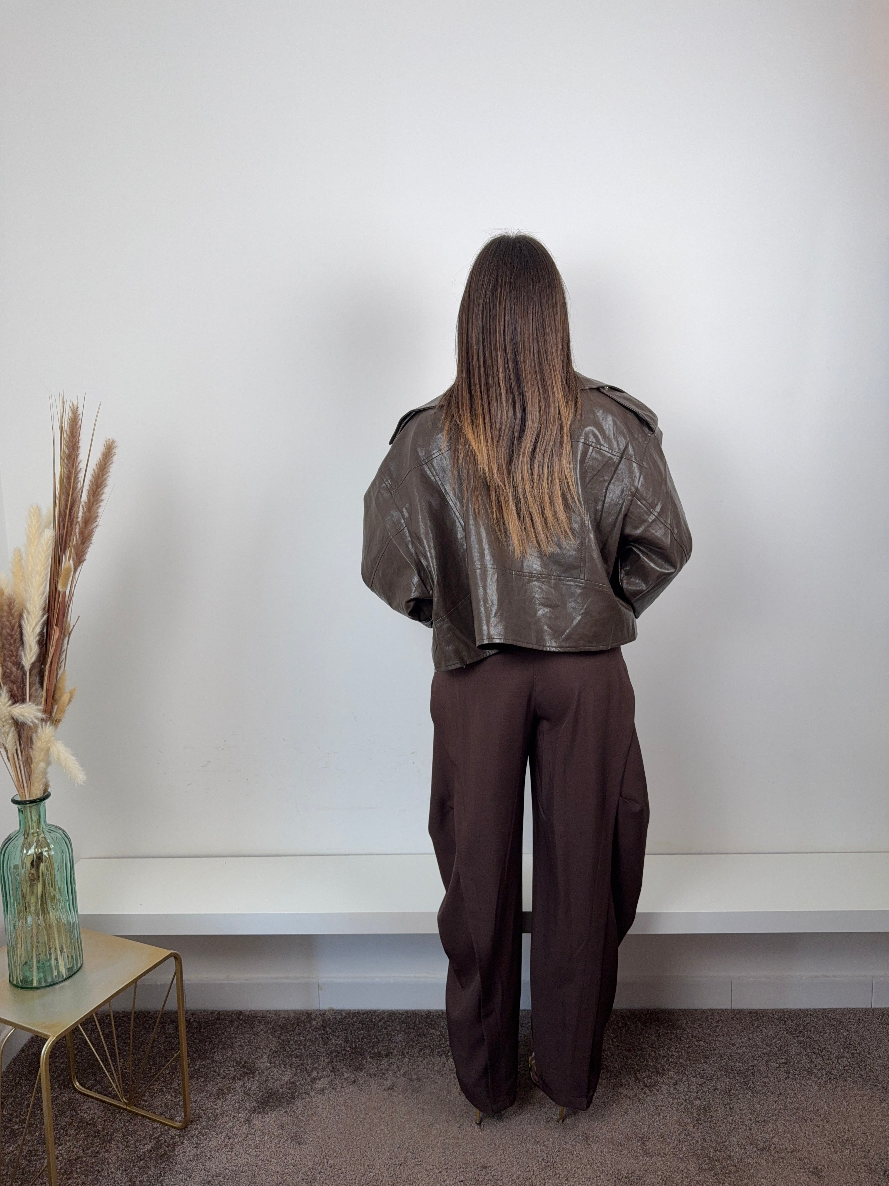 Giubbino ecopelle marrone