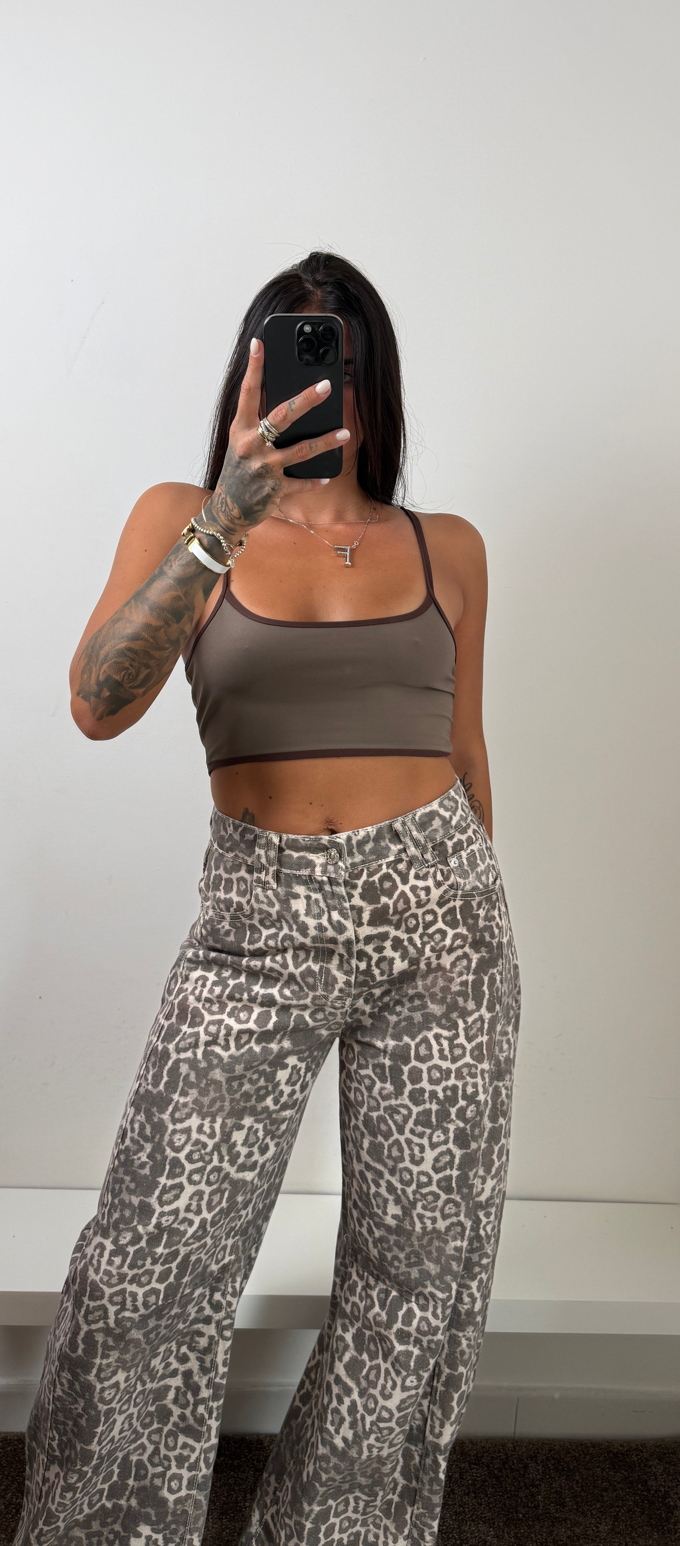 Mini top beige marrone