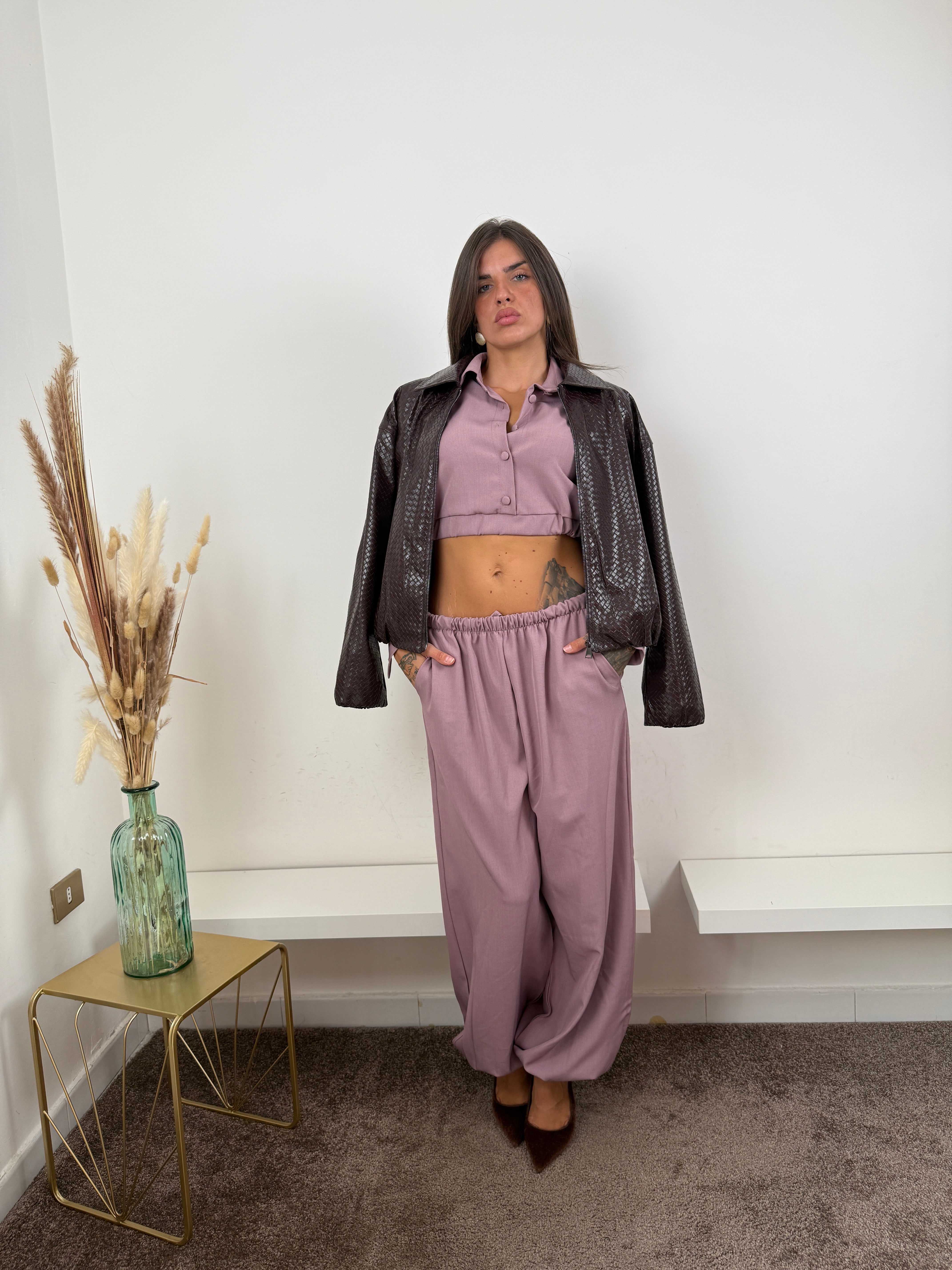 Bomber ecopelle marrone