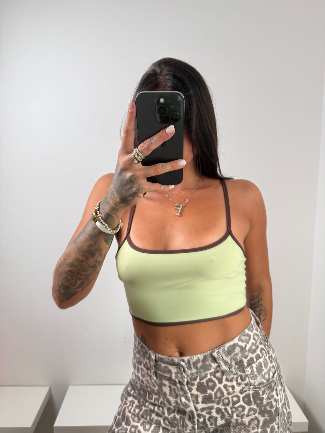 Mini top verde marrone