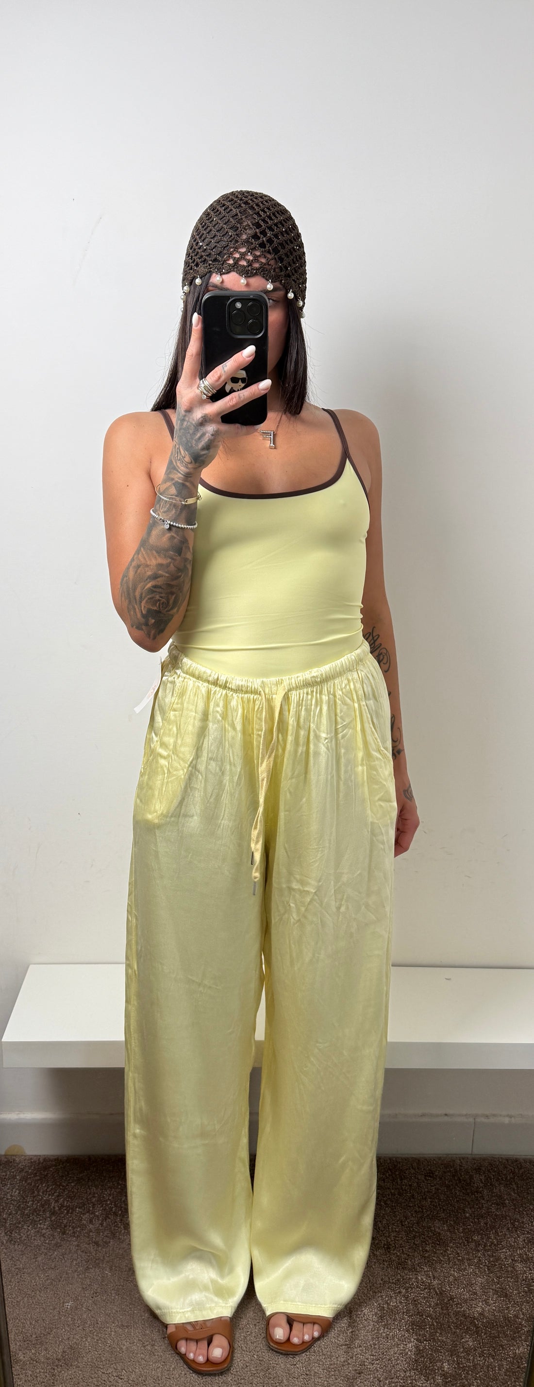 Pantalone satinato giallo