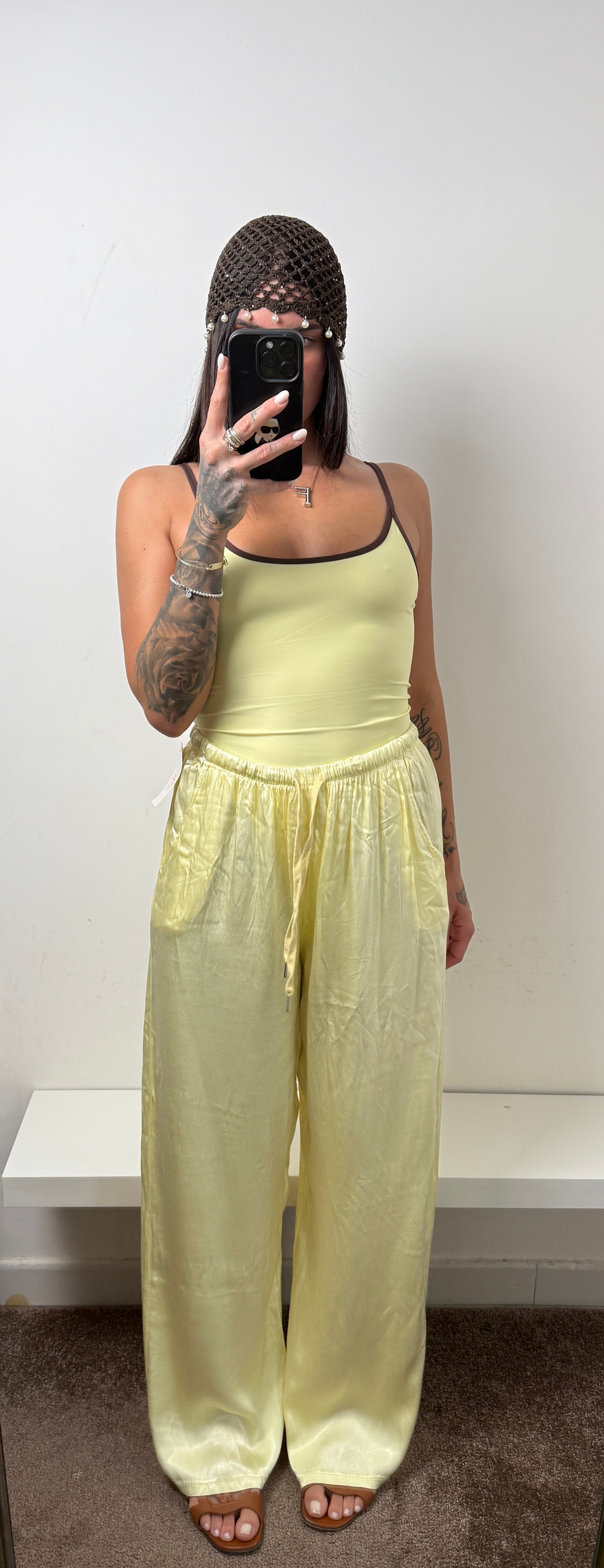 Pantalone satinato giallo