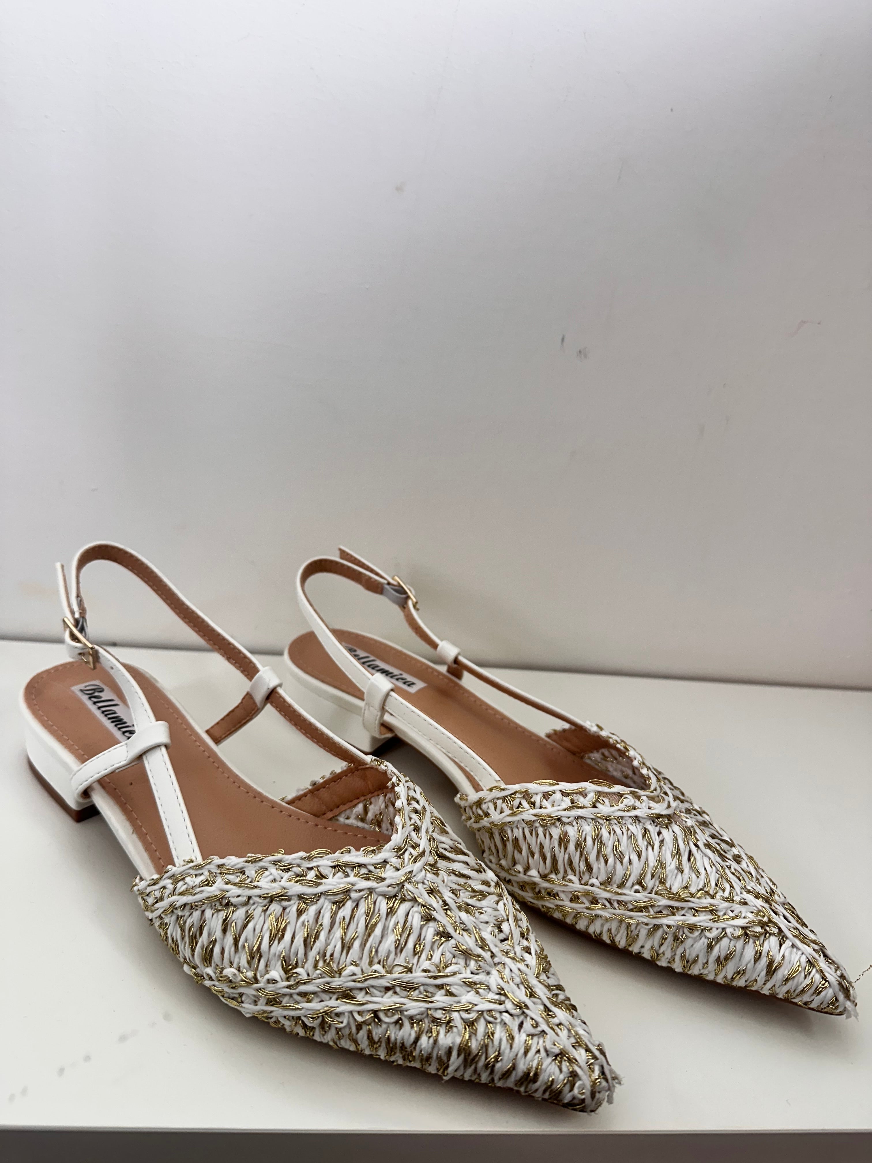 Slingback bianche e oro