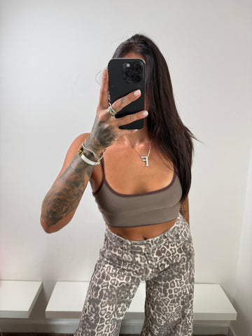 Mini top beige marrone