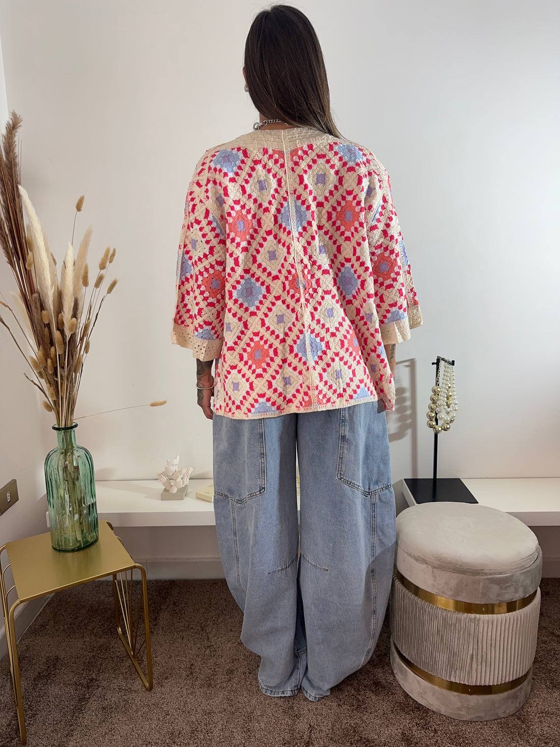 Kimono in maglia fucsia