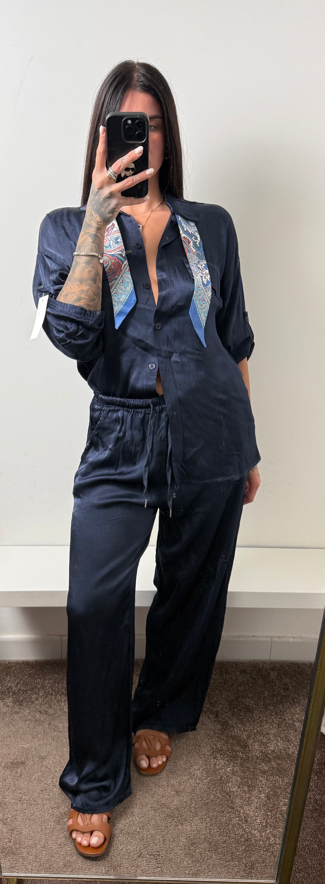 Coordinato satinato blu