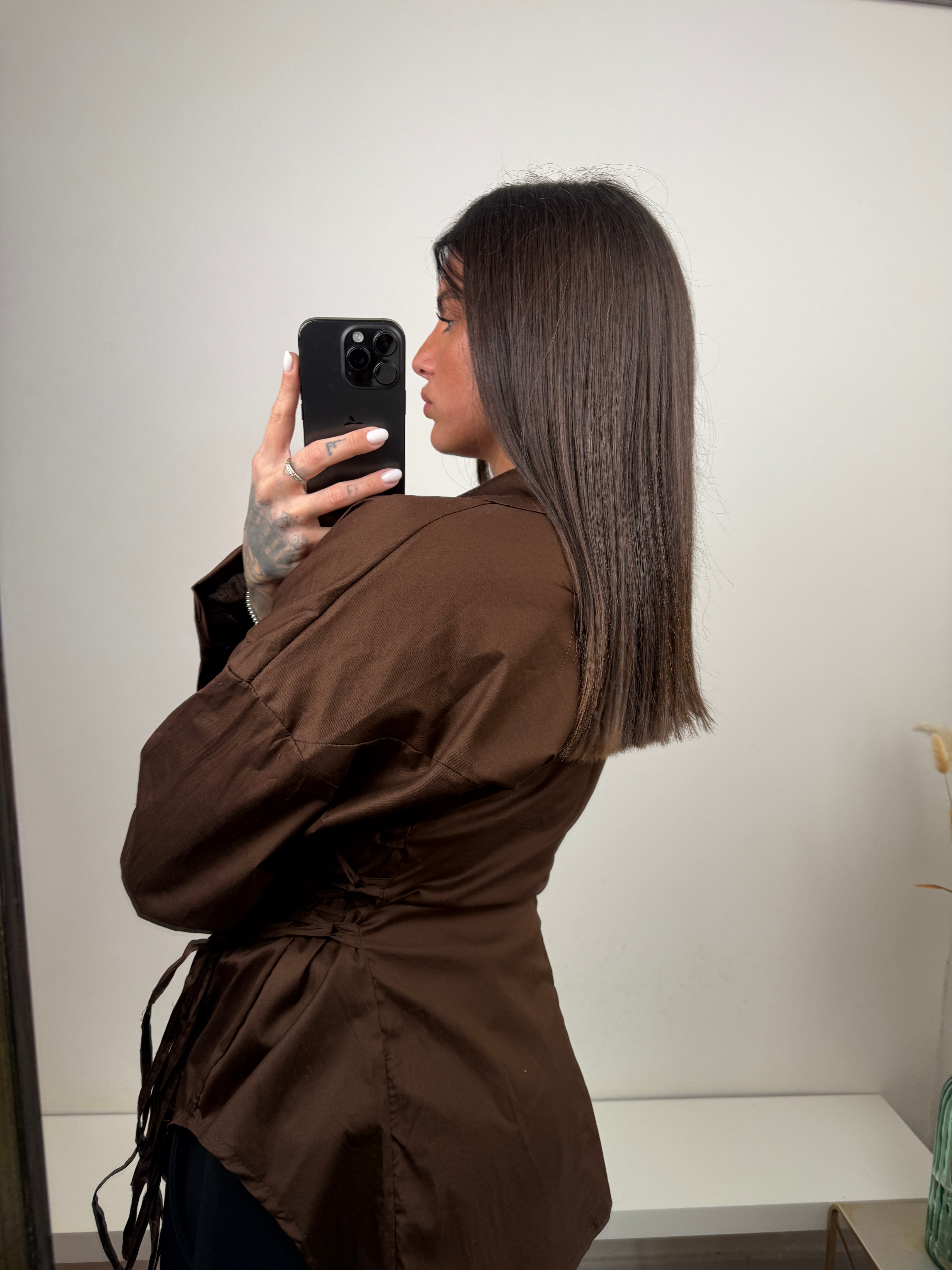 Camicia fiocco marrone