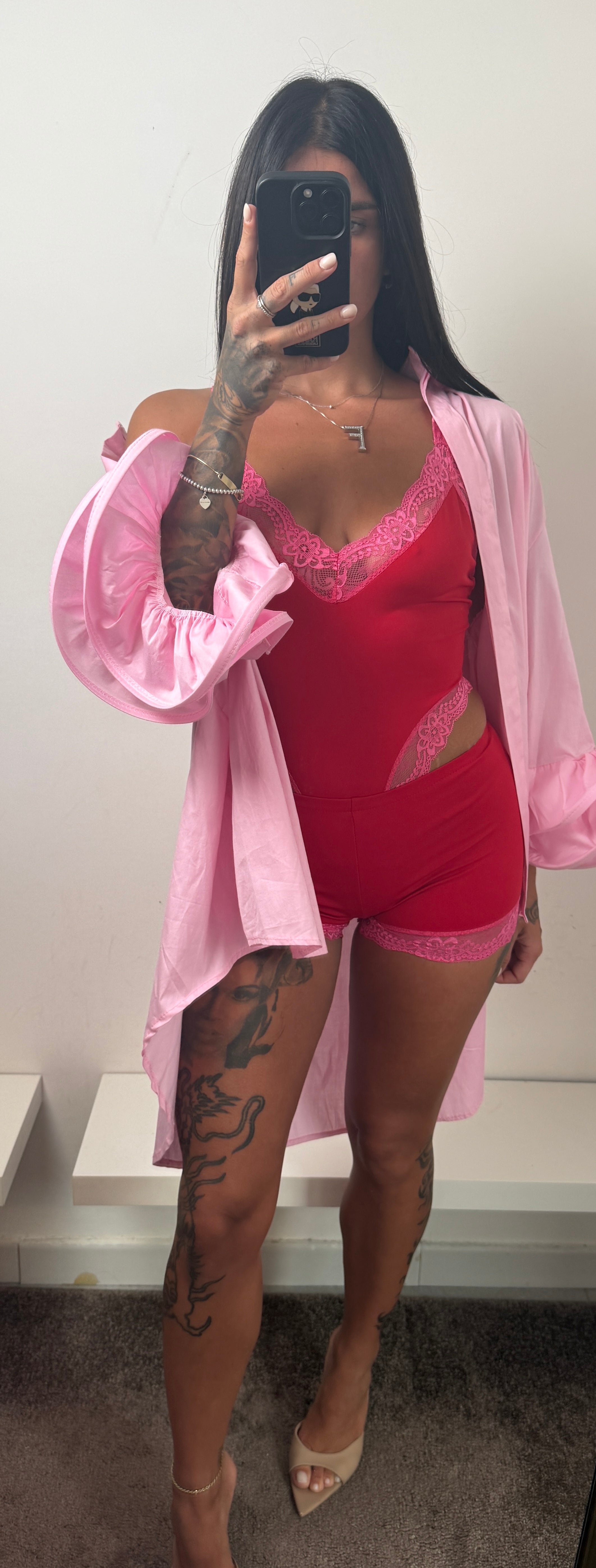 Coordinato rosso e rosa