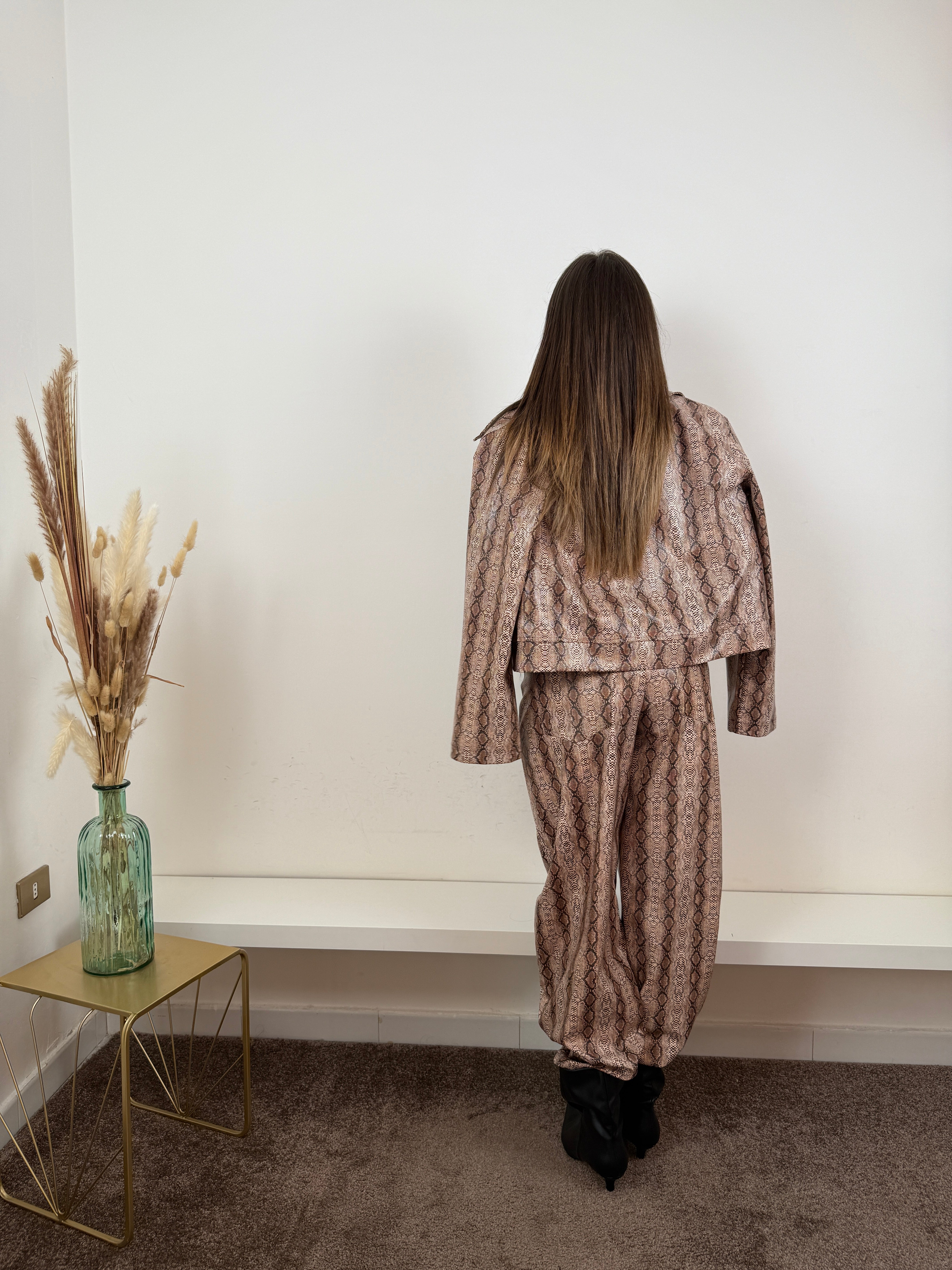 Pantaloni lumina ecopelle pitonati