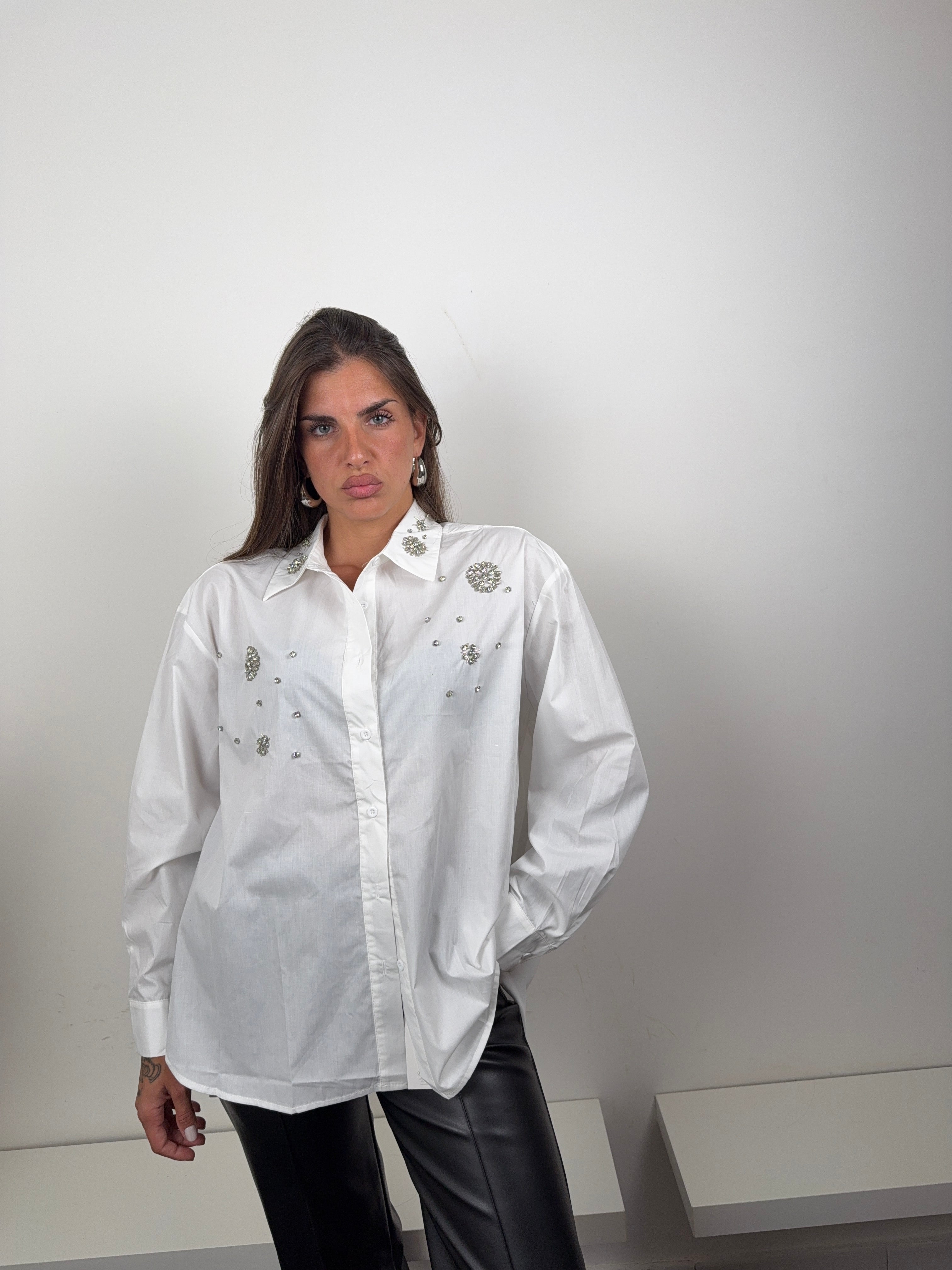 Camicia gioiello bianca