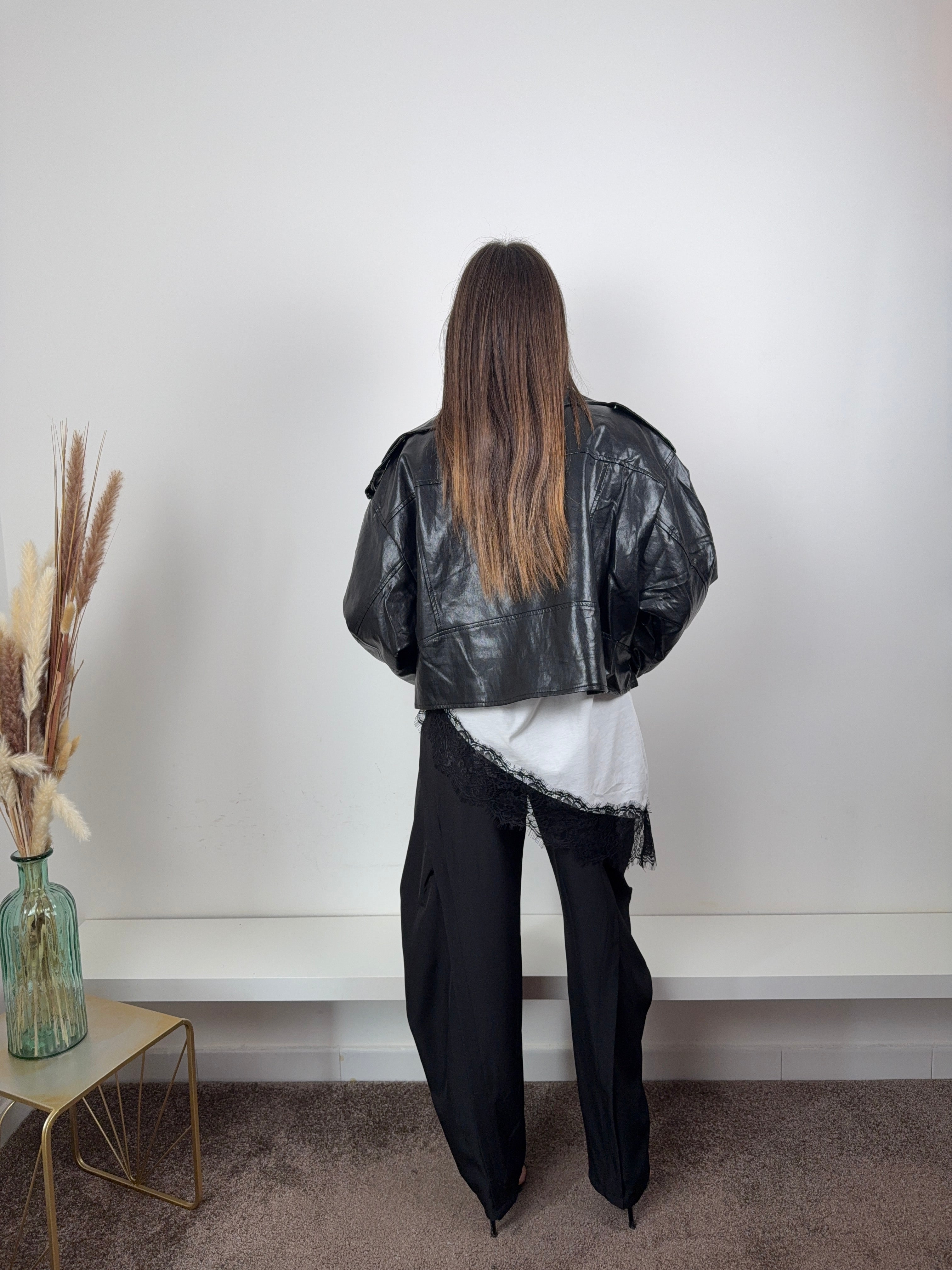 Giubbino ecopelle nero