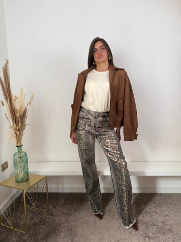 Bomber in camoscio marrone