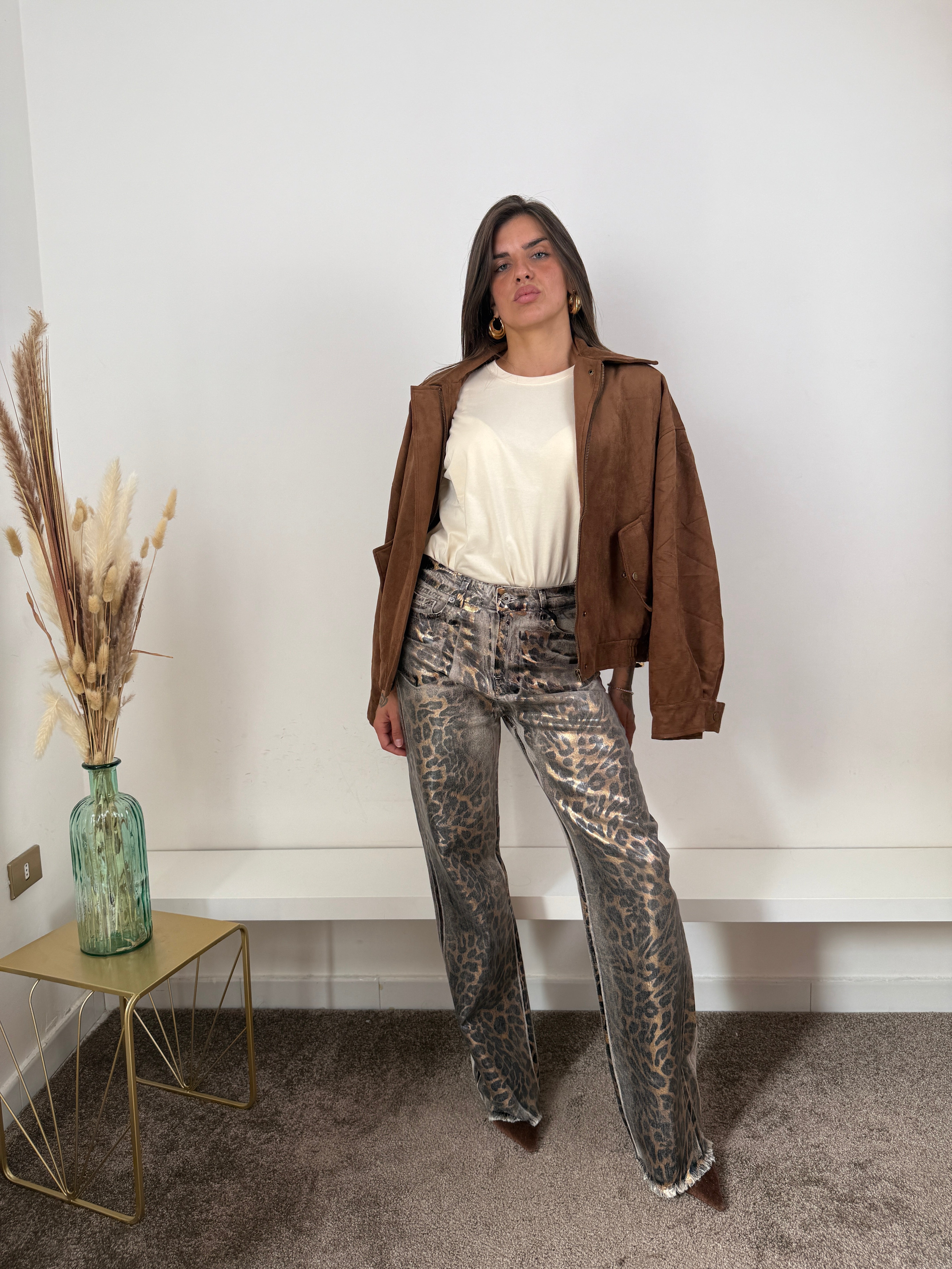 Bomber in camoscio marrone