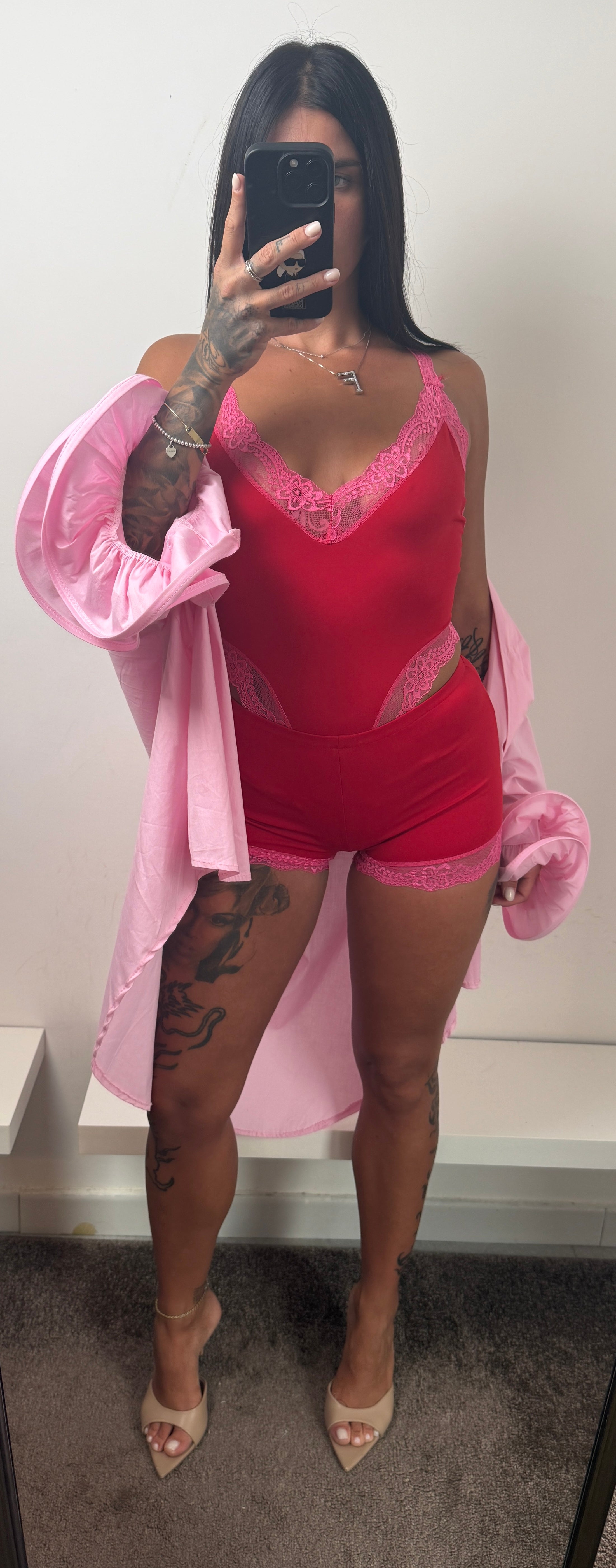 Coordinato rosso e rosa