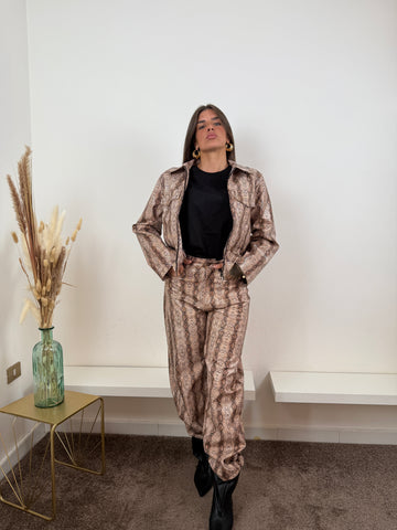 Pantaloni lumina ecopelle pitonati