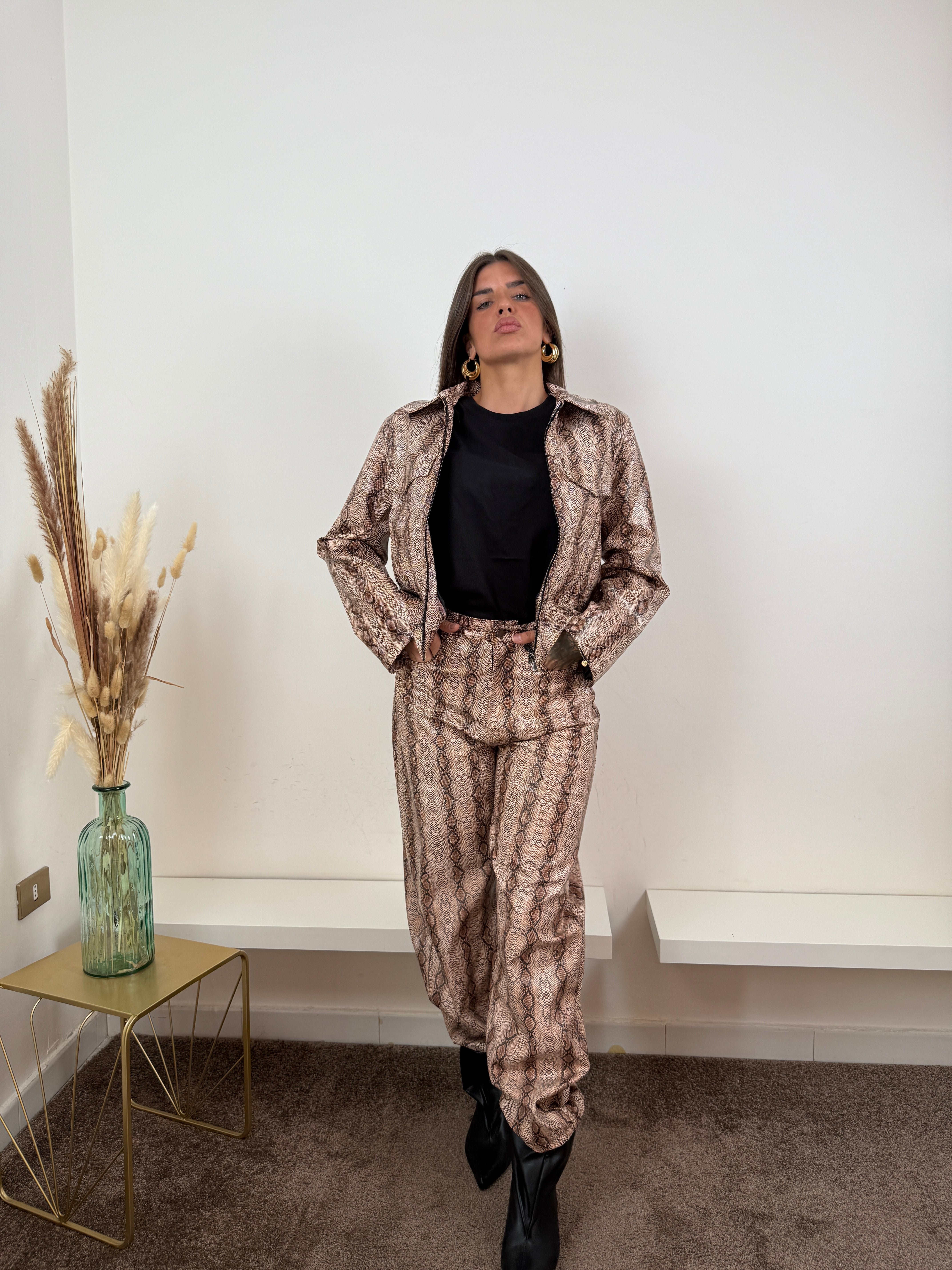 Pantaloni lumina ecopelle pitonati