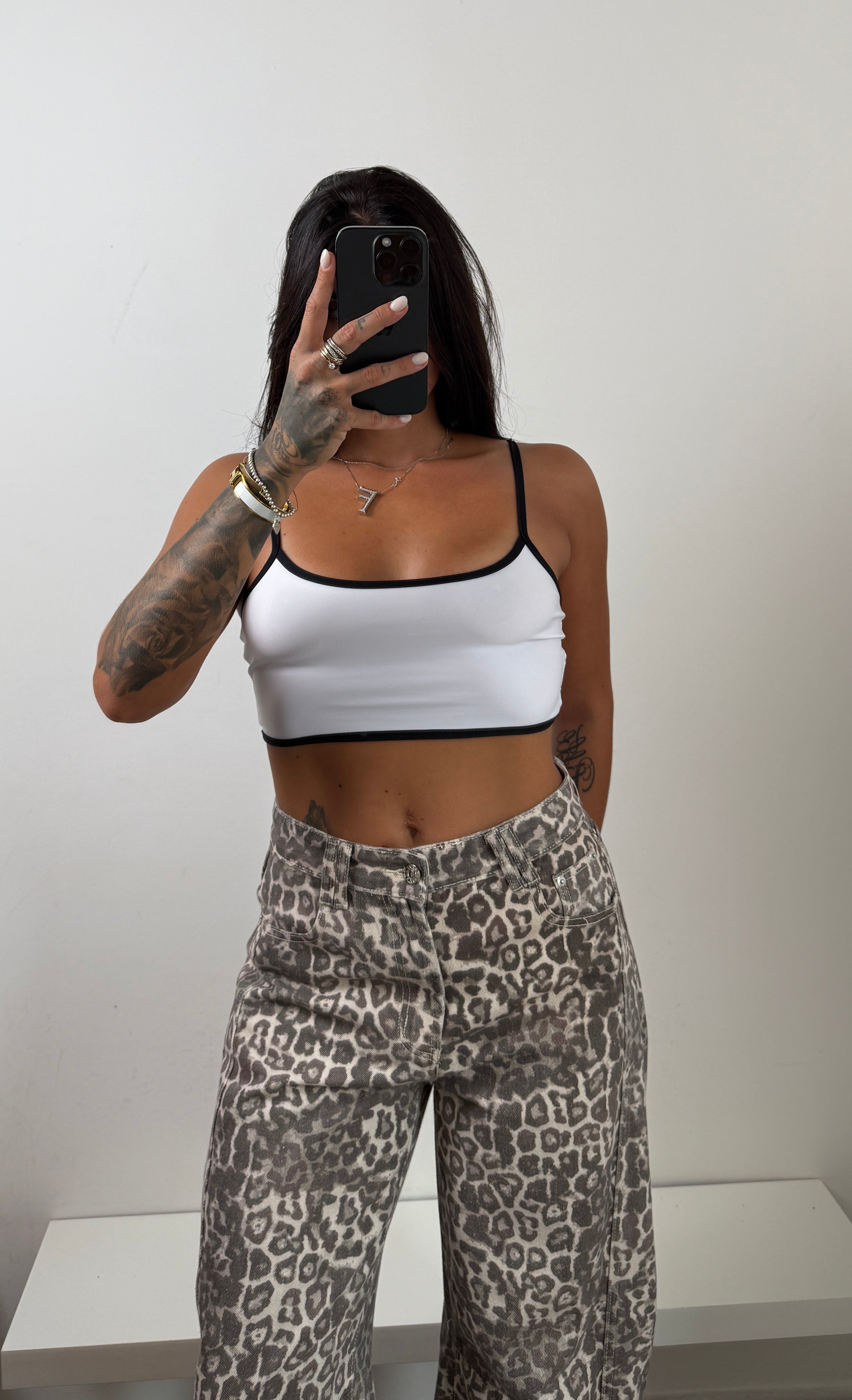 Mini top bianco nero