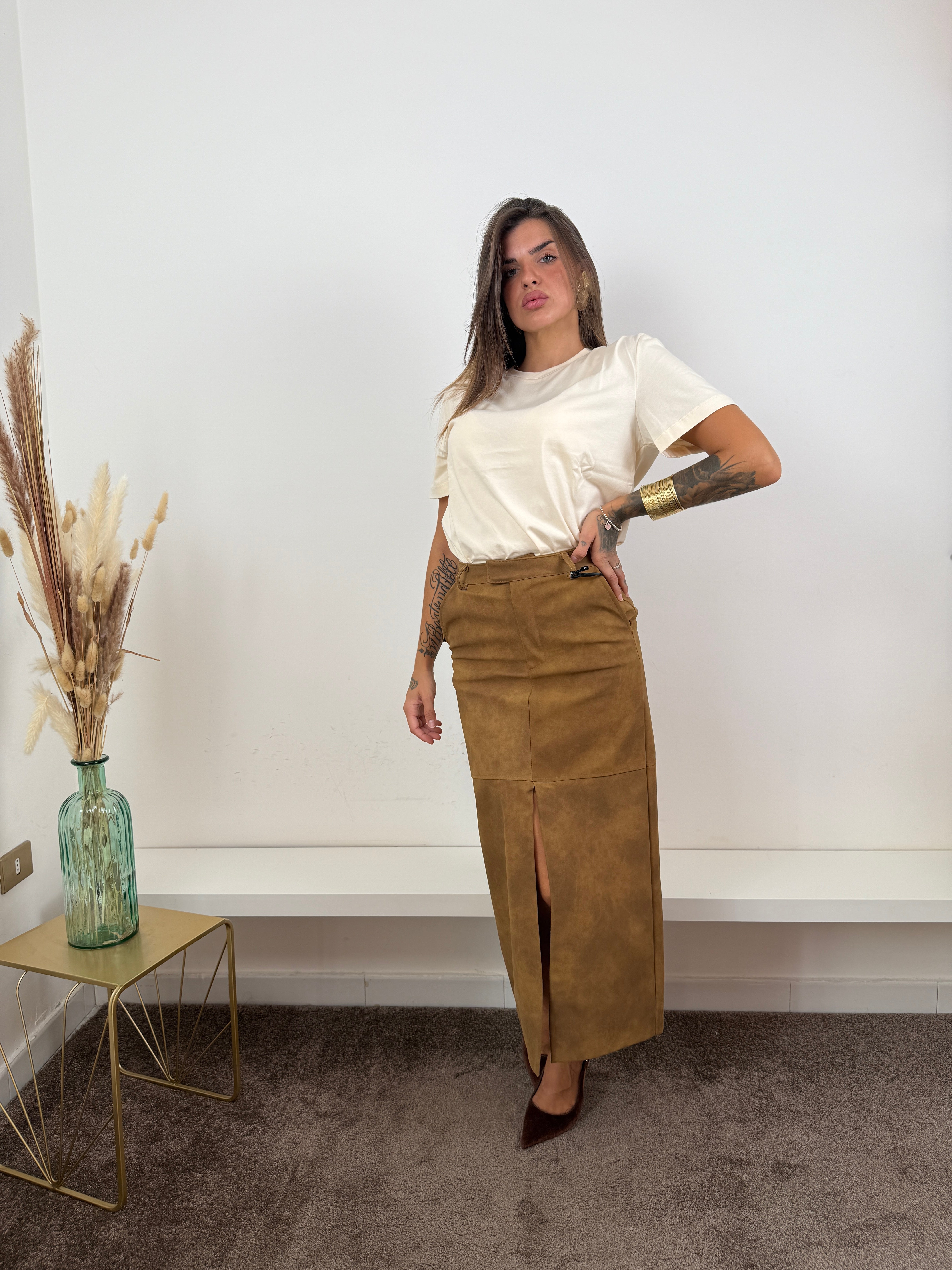 Gonna in camoscio lumina