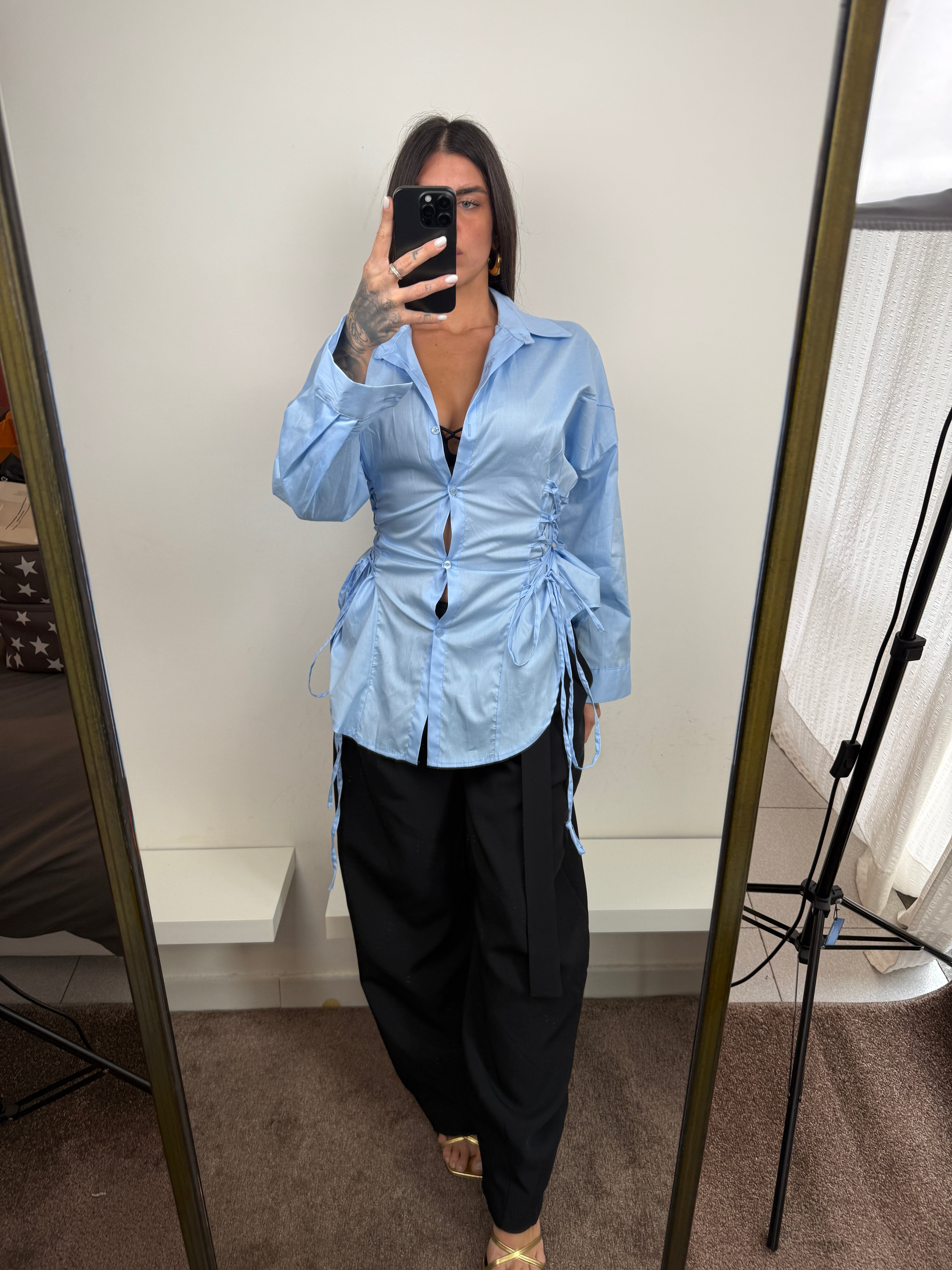 Camicia fiocco celeste