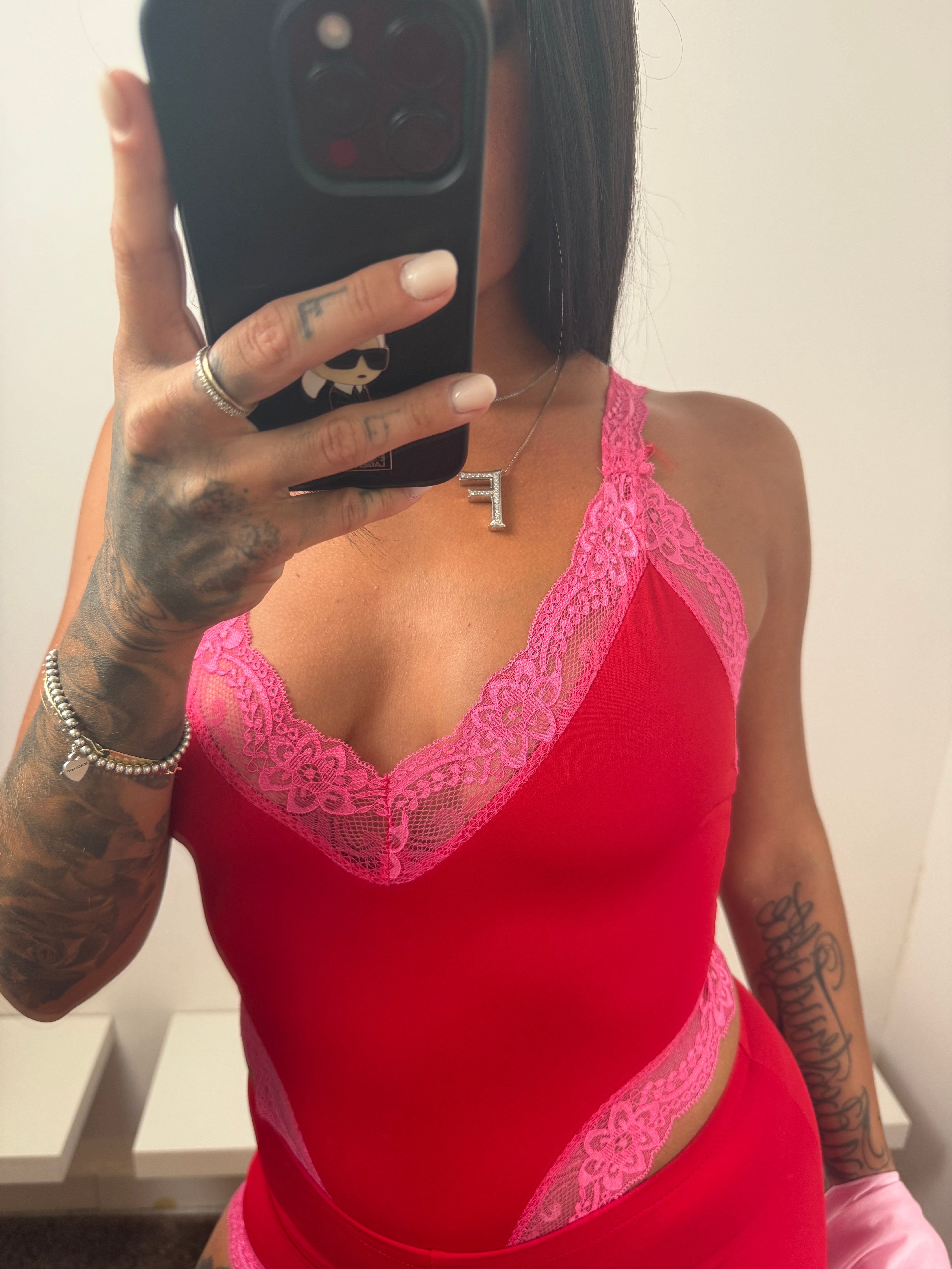 Coordinato rosso e rosa