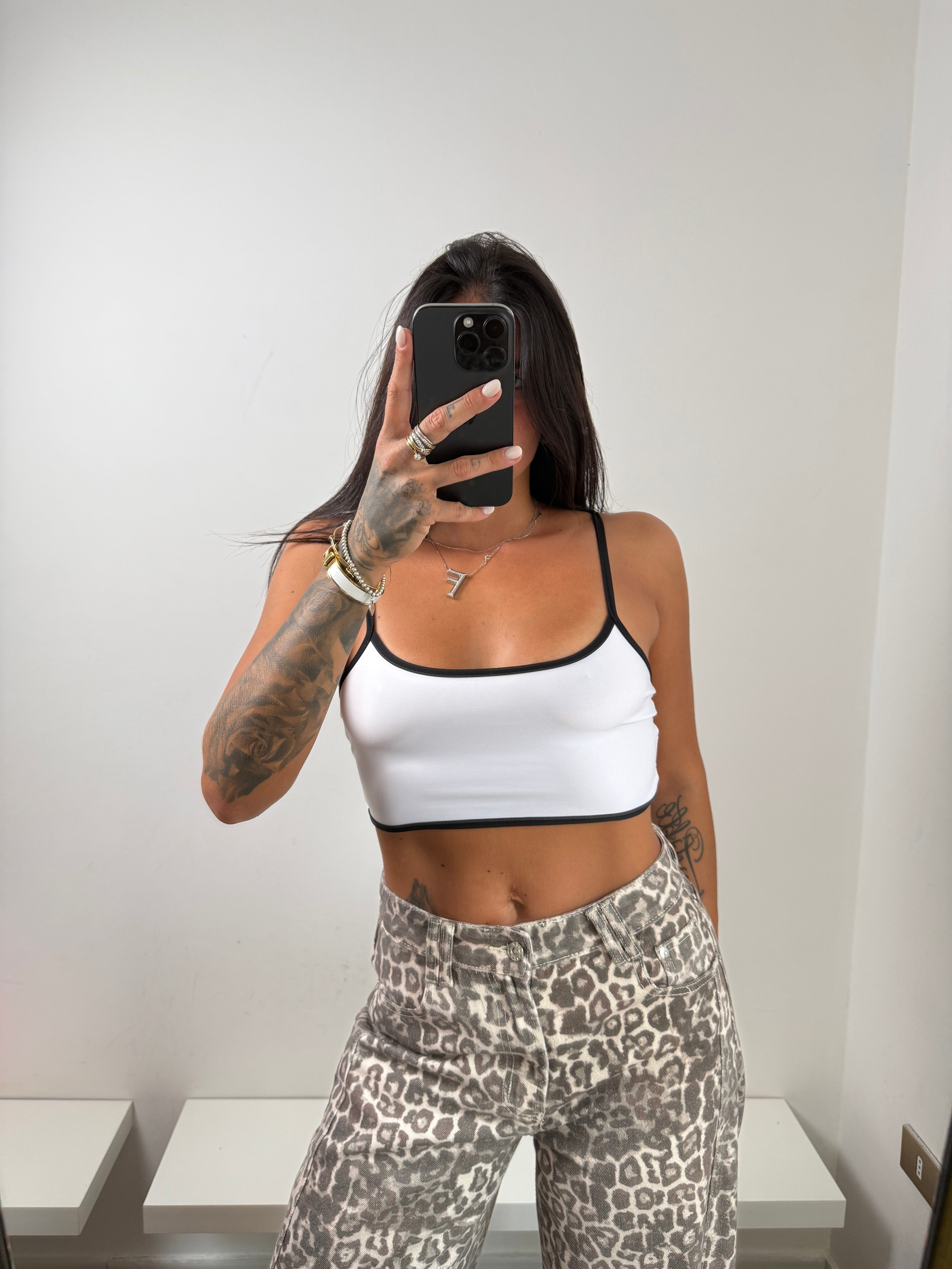Mini top bianco nero