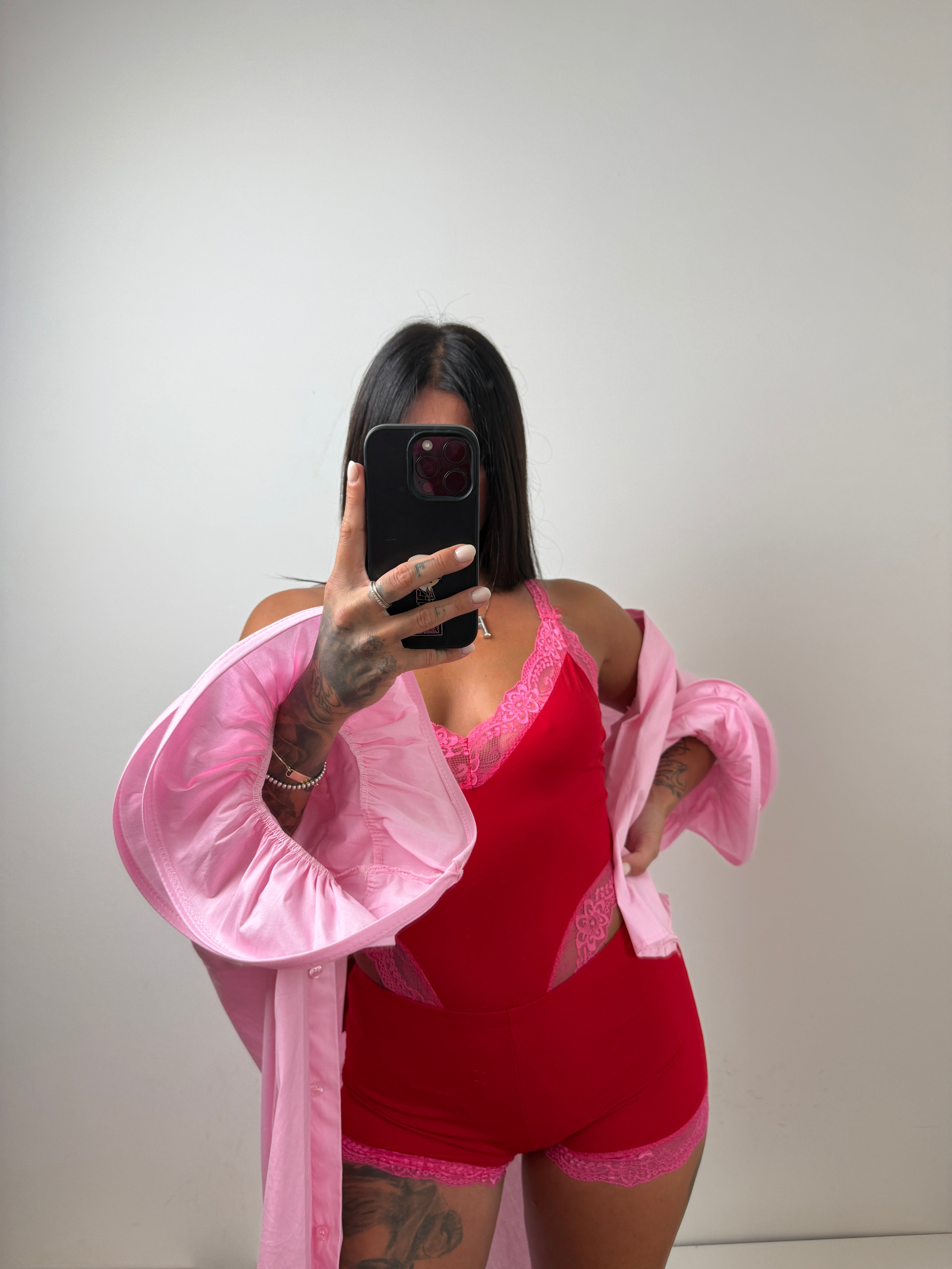 Coordinato rosso e rosa