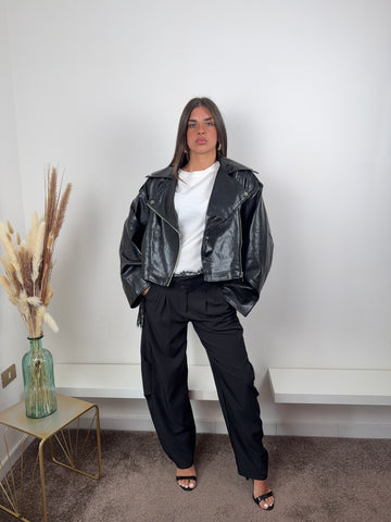 Giubbino ecopelle nero