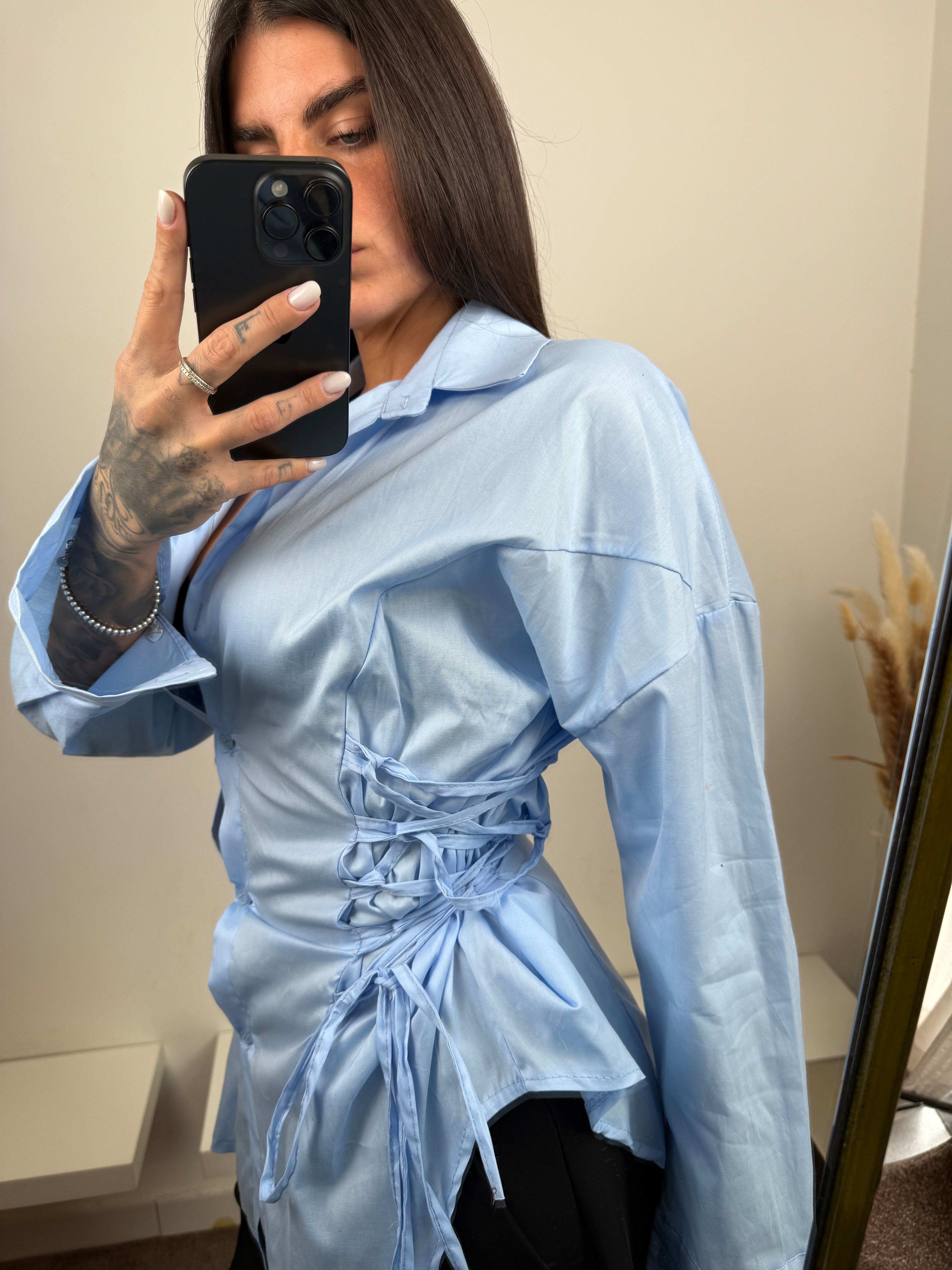 Camicia fiocco celeste