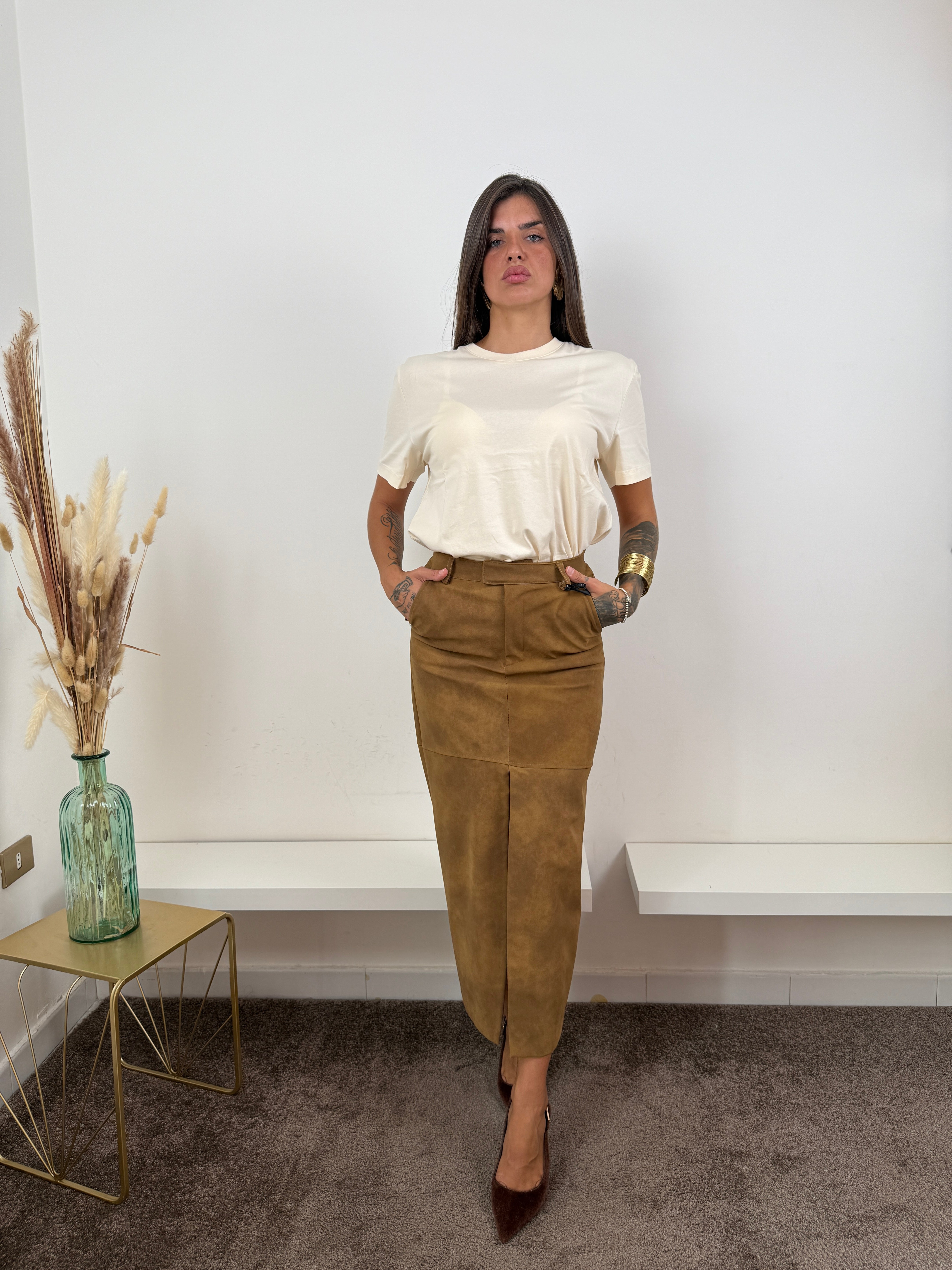 Gonna in camoscio lumina