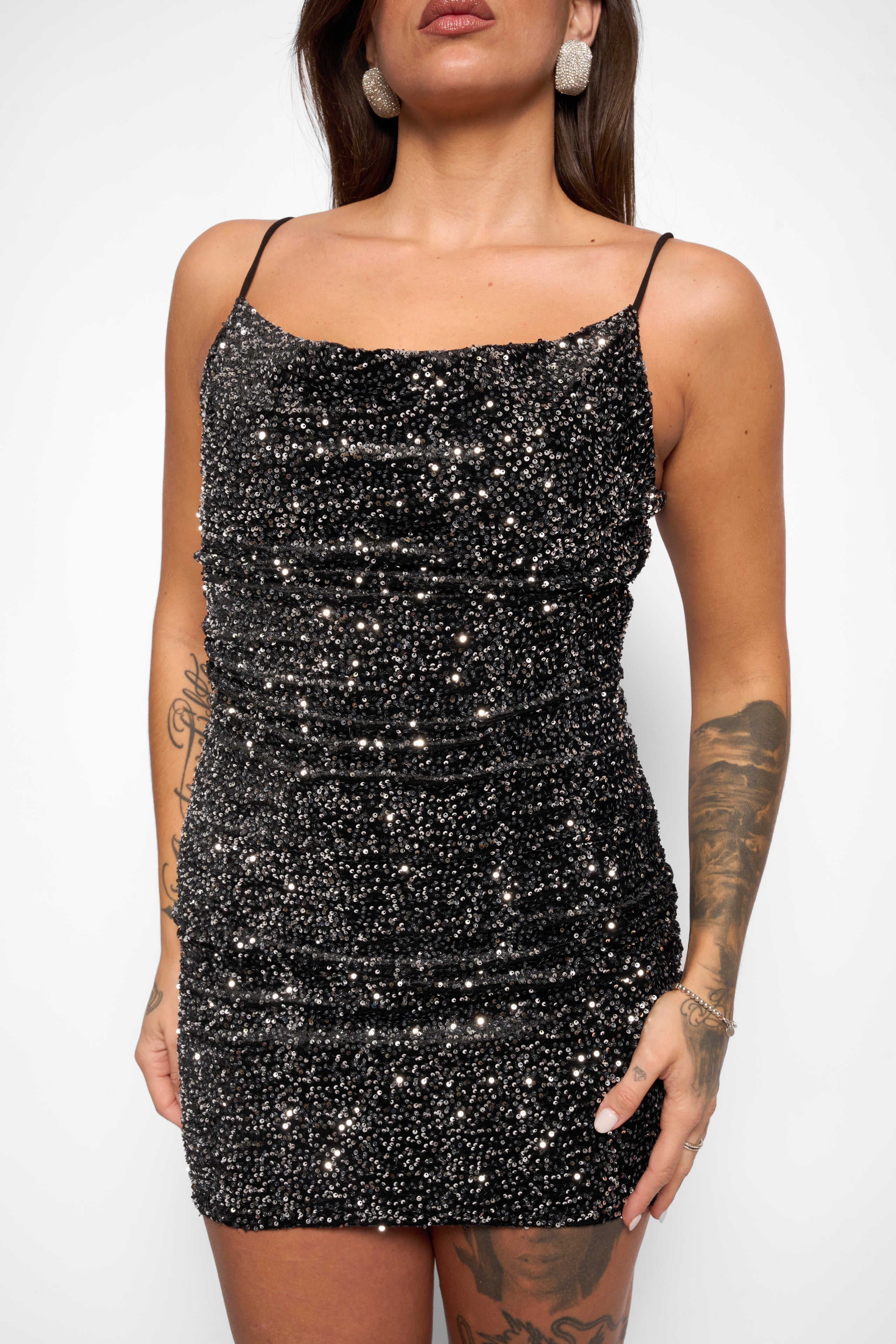 Minidress paillettes nero