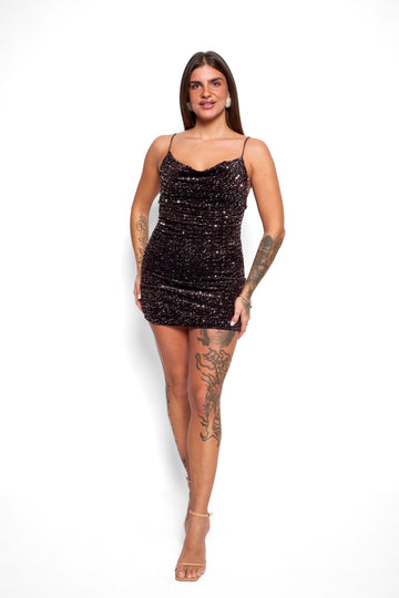 Minidress paillettes marrone