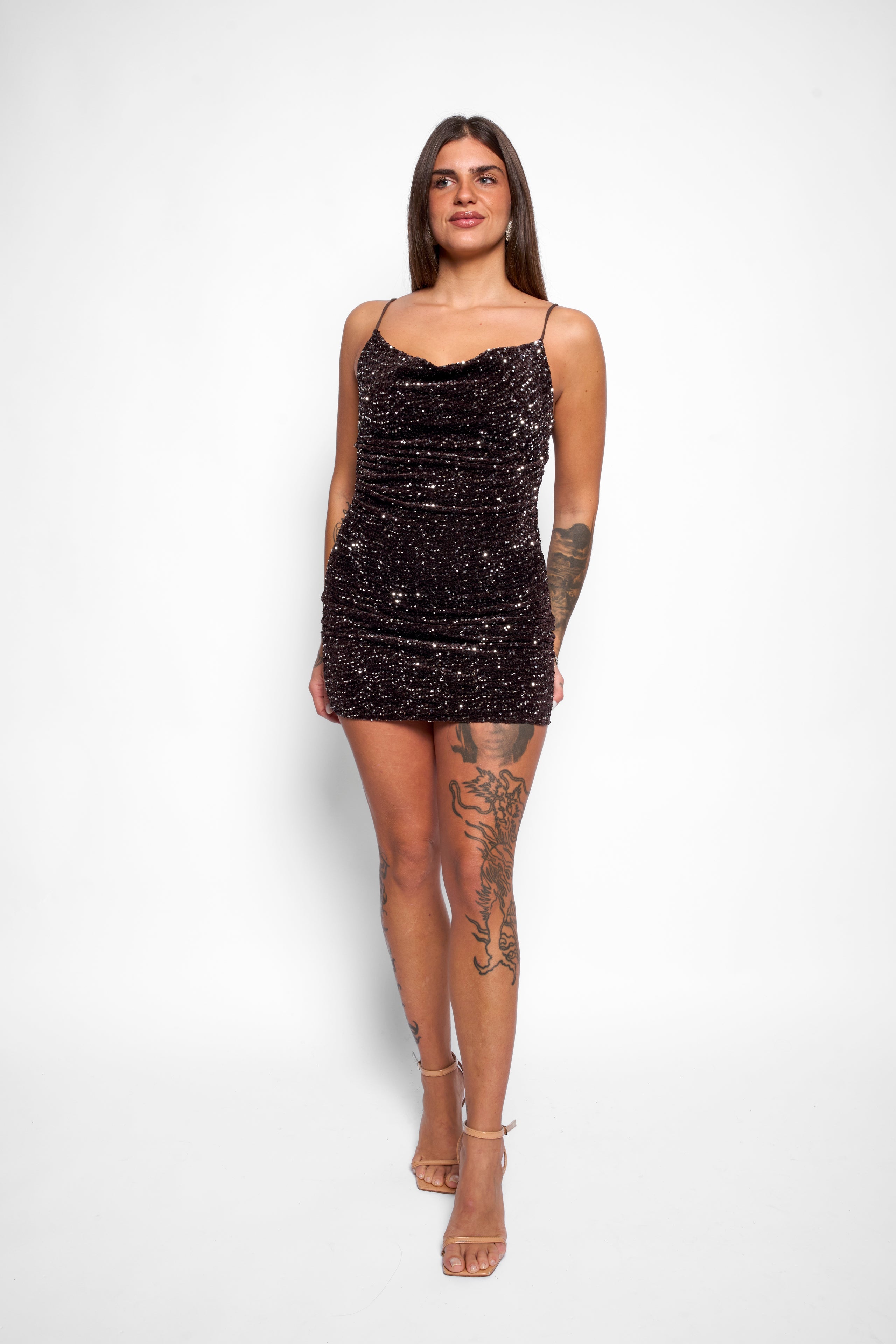 Minidress paillettes marrone