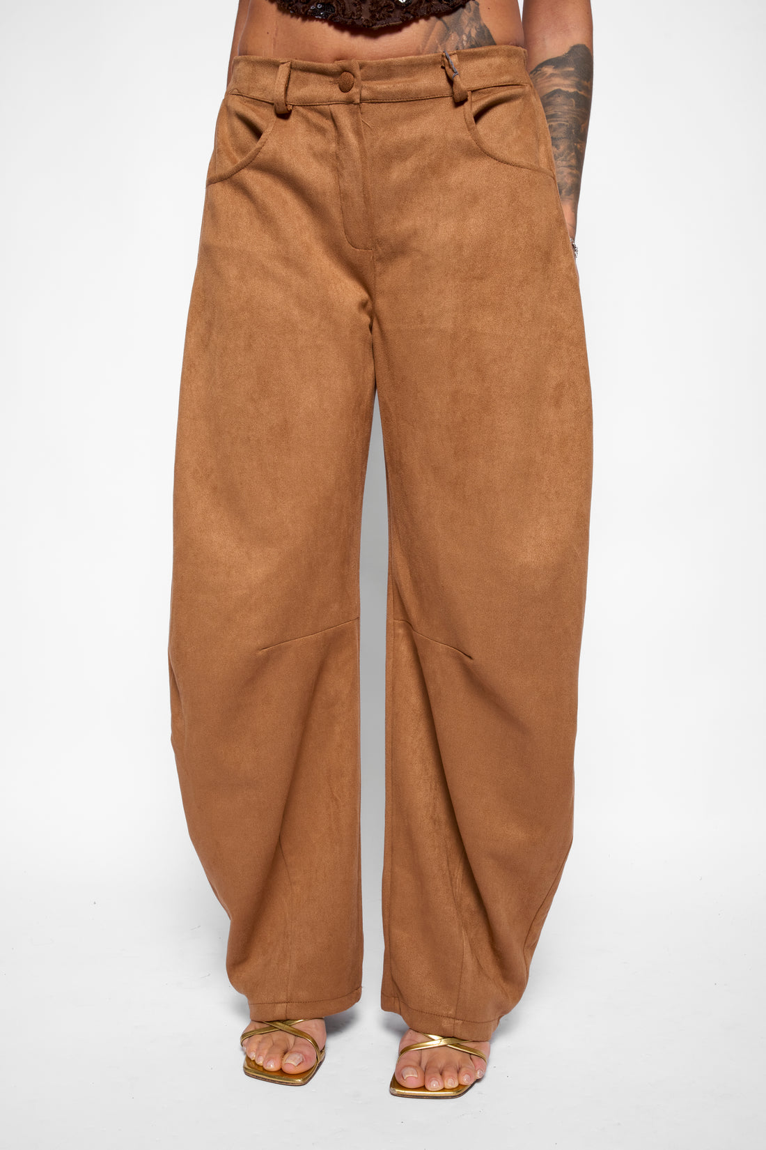 Pantaloni camoscio beige