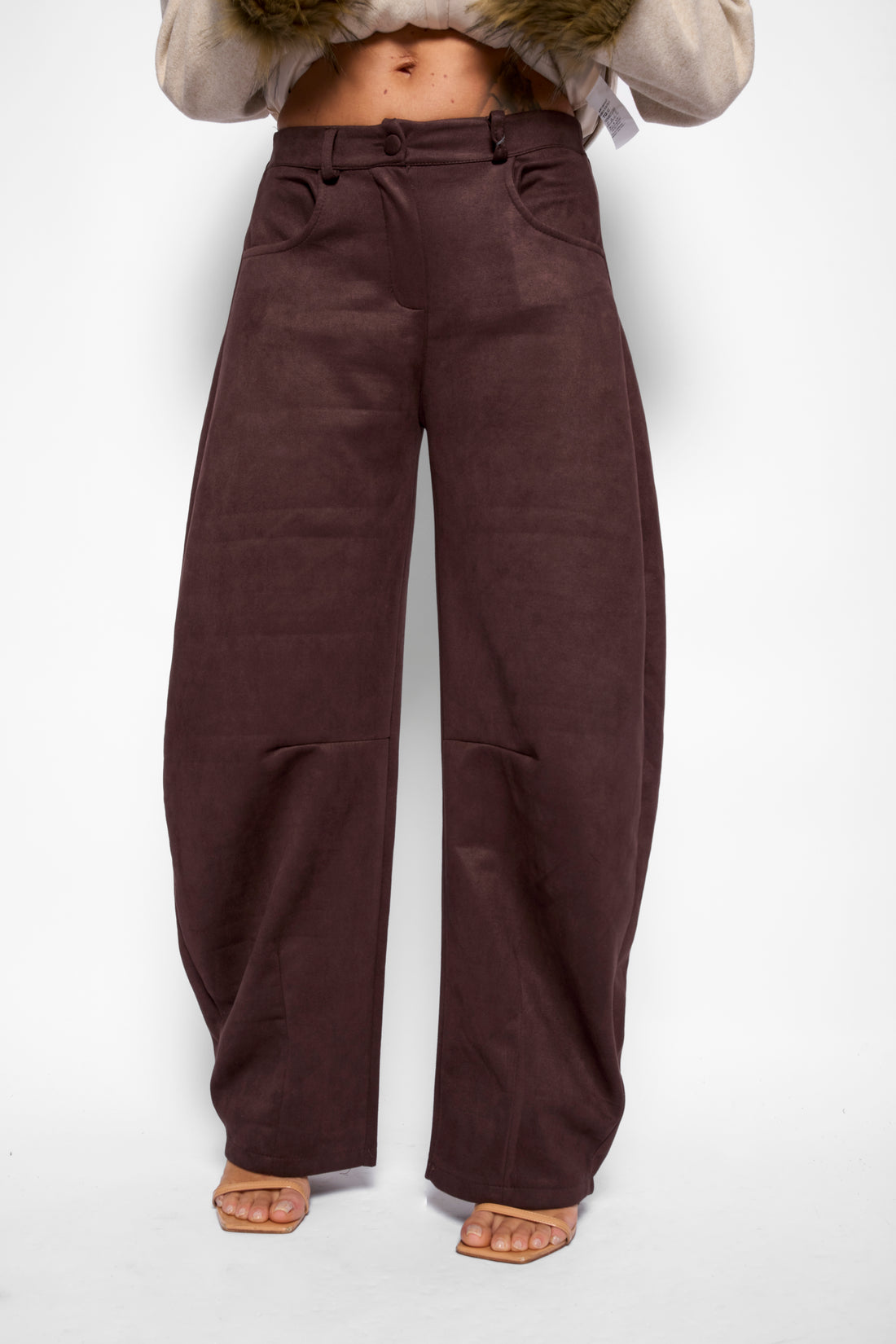 Pantaloni camoscio marroni